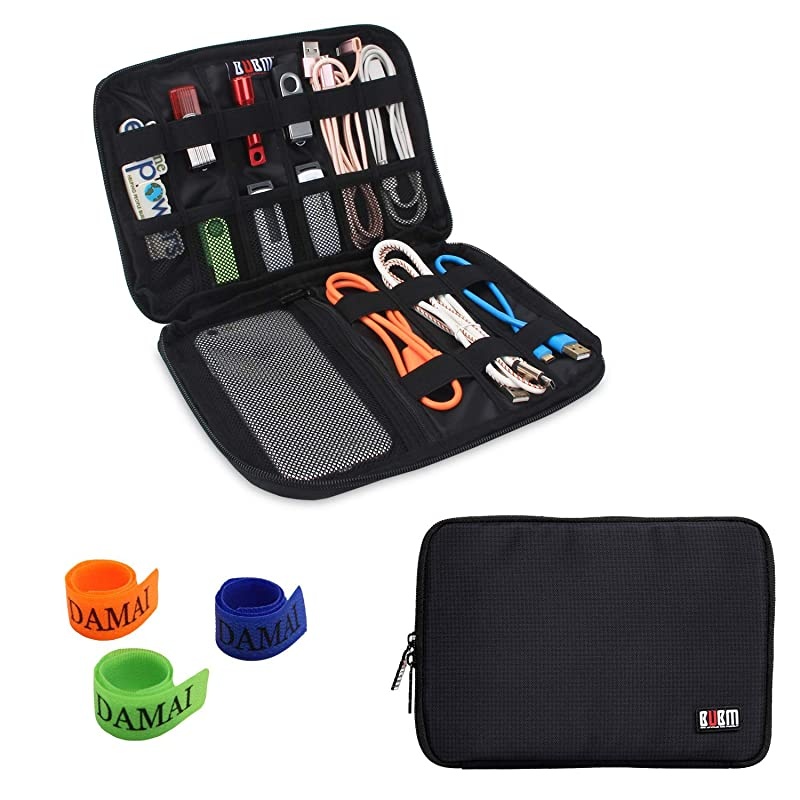 Universal Electronics Accessories Organizer, Travel Gear Carry Bag for Cables, USB Hard Drive, Plug, External Flash Drive and More, Lightweight and Compact (Medium-Black)