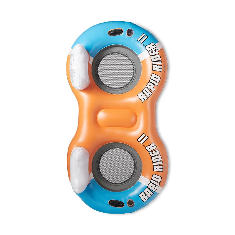 Bestway CoolerZ Rapid Rider 95" Inflatable 2 Person Pool River Tube Lake Lounger Float with Cup Holders, Handles, Backrest and Mesh Bottom