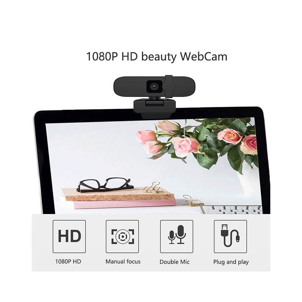 Goaic L24B 2K Webcam with Microphone &  Privacy Cover, Autofocus Full HD Computer Web Camera for PC Desktop Laptop, USB 2.0 Plug & Play for Live Streaming, Online Lessons, Conference, Games