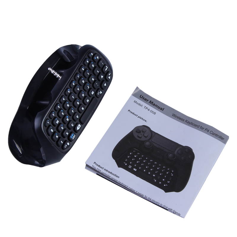 BS-MALL Black Mini Bluetooth Wireless Chatpad Message Game Controller Keyboard for Playstation PS4 Controller