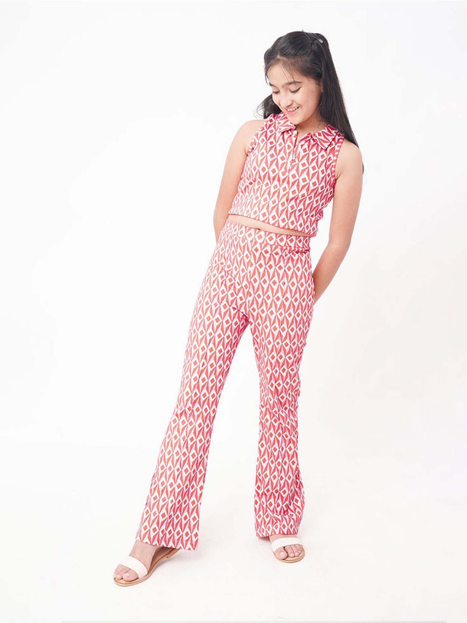 Edheads Kids Red & White Cotton Printed Top Set