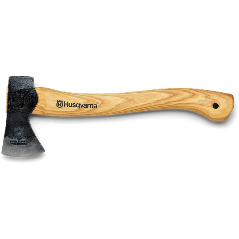 Husqvarna 15" Curved Hickory Wood Handle Hand-Forged Steel Blade Camping Axe
