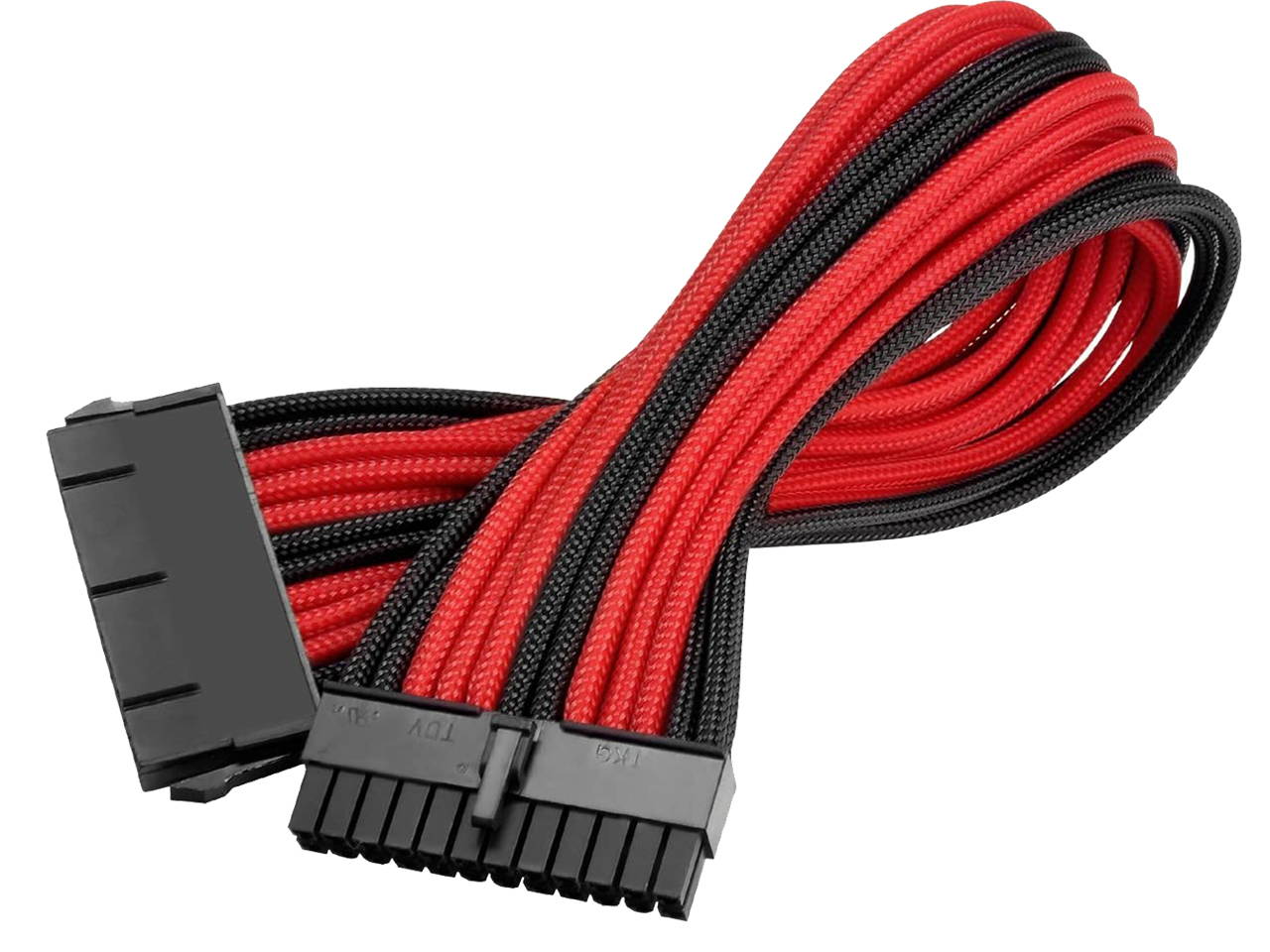 Vicabo QH-LU-025 11.81 in. Braided ATX Sleeved Cable Extension Power Supply Cable Kit PSU Connectors, 24 Pin ATX, 4+4 Pin EPS, 8-pin PCI-E, 6-pin PCI-E with Combs (Black & White)