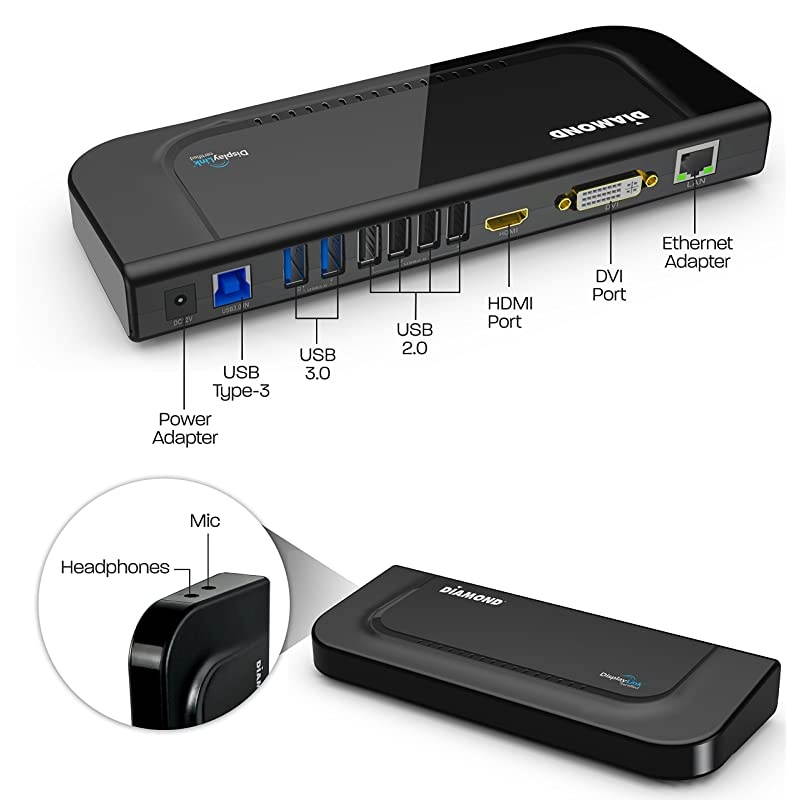 Ultra Dock Dual Video USB 3020 Universal Docking Station with Gigabit Ethernet HDMI and DVI Outputs Audio Input and output for Laptop Ultrabook Macbook Windows 10 81 8 7 XPMac OS and Android 50 and h