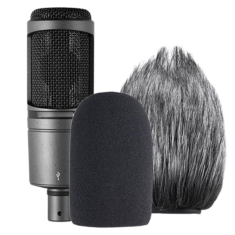 AT2020 Pop Filter Windscreen Furry WindscreenFur Foam Wind Cover for Audio Technica Microphone AT2020+ AT2035 AT4040 by