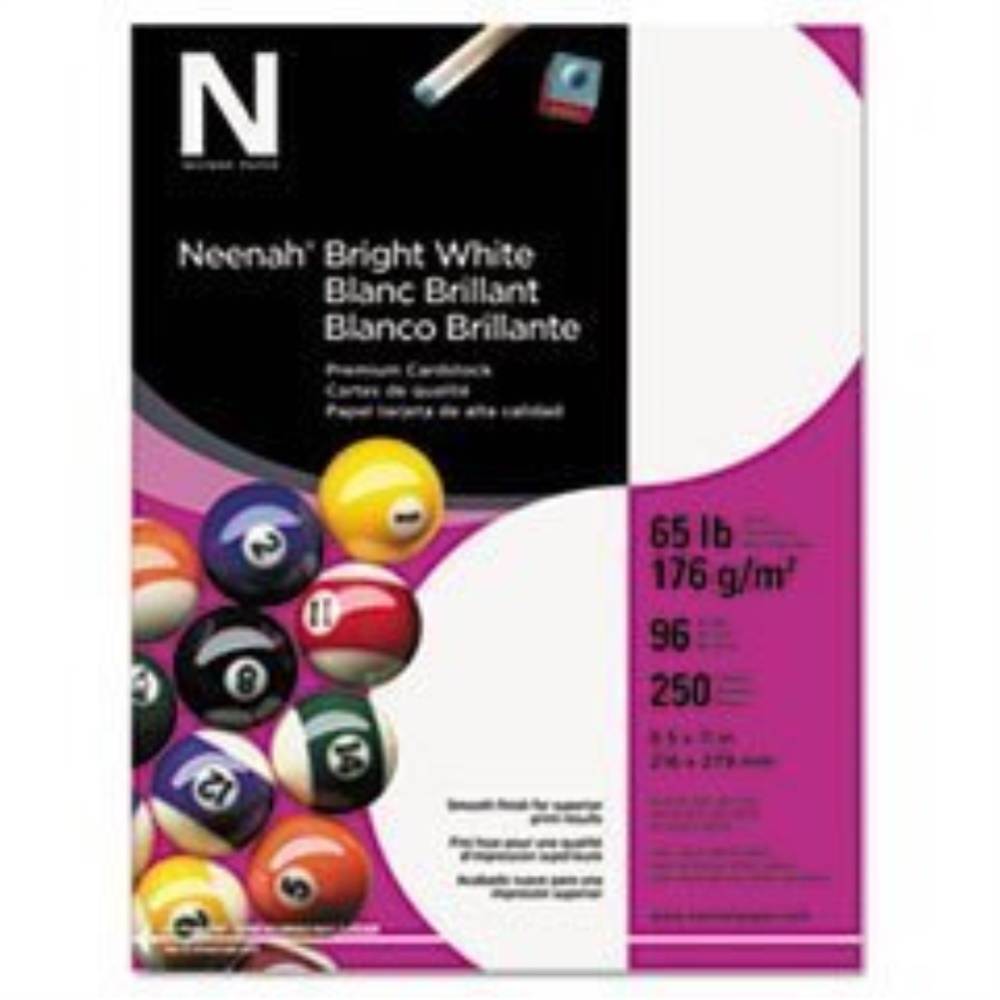neenah paper 91904 card stock, 65lb, 96 bright, 8 1/2 x 11, white, 250 sheets