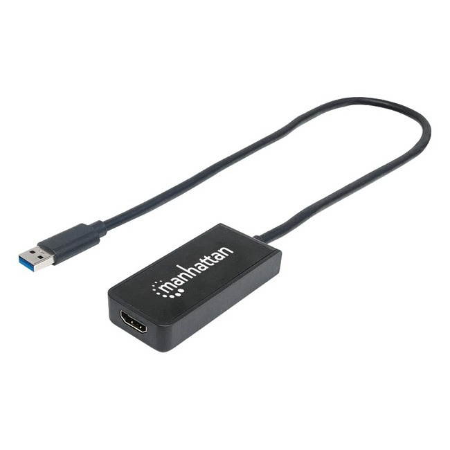 Manhattan SuperSpeed USB 3.0 to HDMI Adapter - Converts SuperSpeed USB 3.0 A to HDMI Output, Black