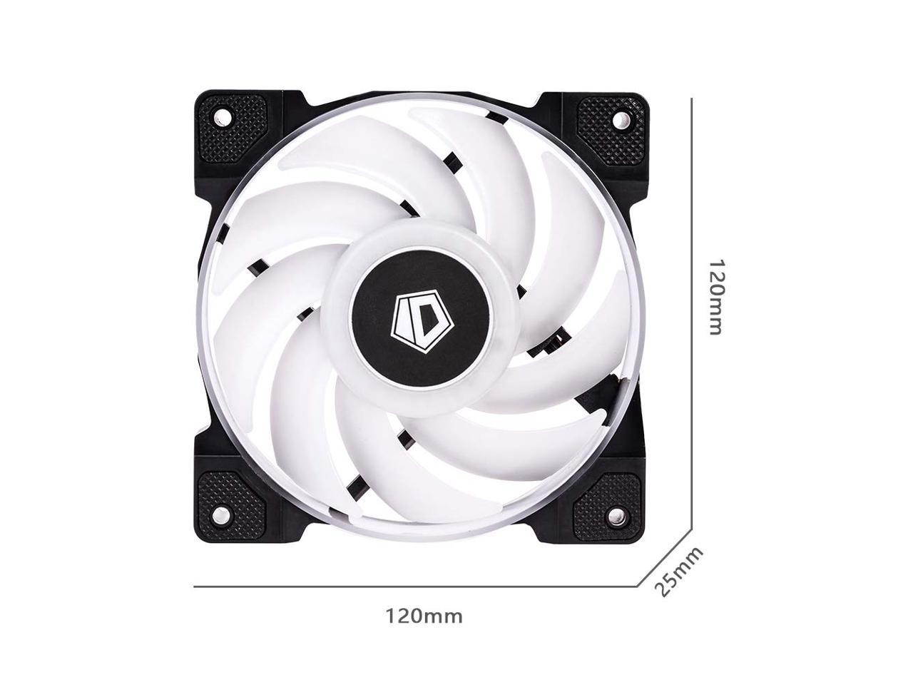 ID-COOLING DF-12025-ARGB Trio Case Fan CPU Cooling Fan Addressable RGB Case Fan 5V ARGB MB Aura Sync PWM Fan for CPU Cooler/Radiator/PC Chassis(Remote Control Included)