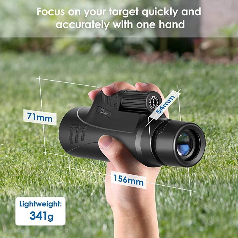 10X42 Monocular Telescope IPX7 Waterproof with Smartphone Holder BAK4 Prism and FMC Objective Lens Ideal for Bird Watching Concerts Viewing Hunting