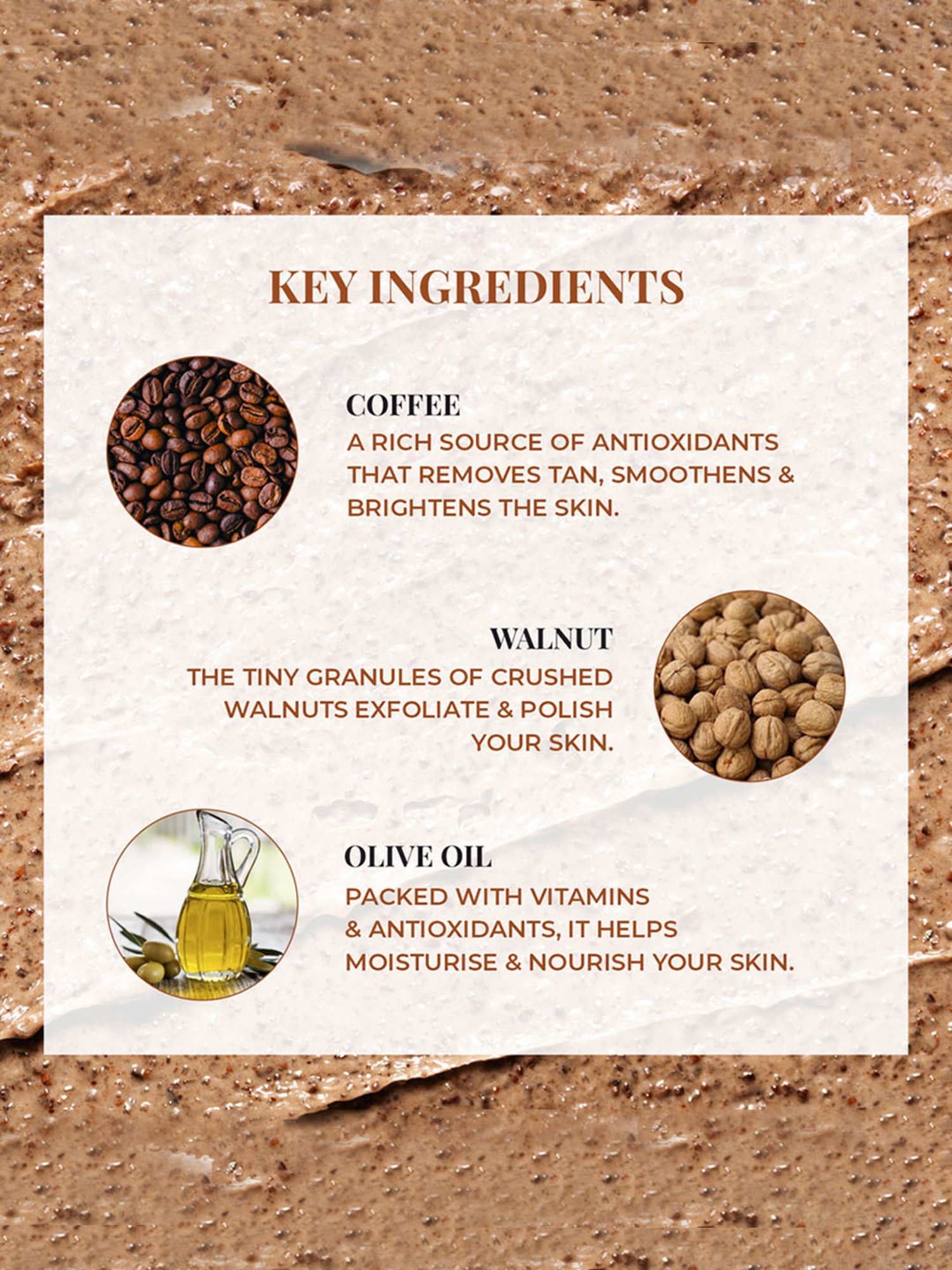 JUST HERBS Coffee + Walnut Face & Body Scrub - 100 gm