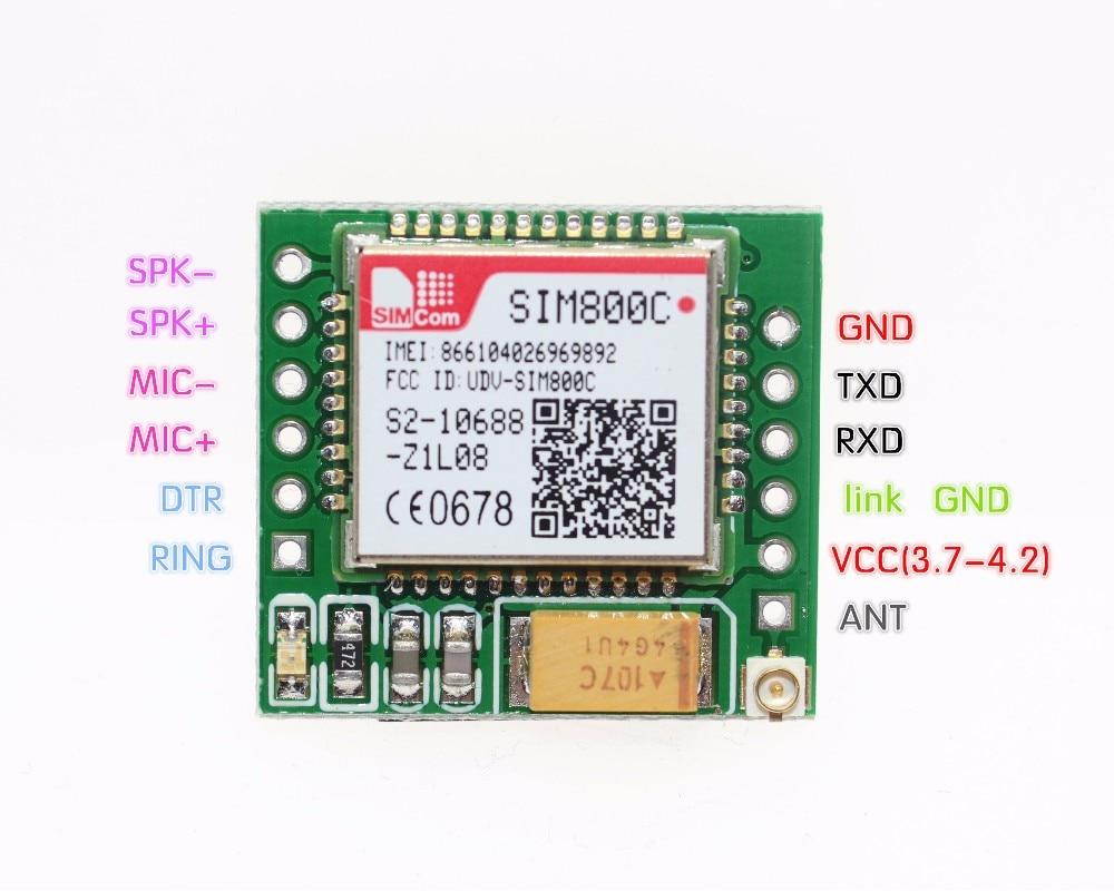 NEW Smallest SIM800C GPRS GSM Module MicroSIM Card Core Board Quad-band TTL Serial Port (Compatible SIM800L SIM900A)