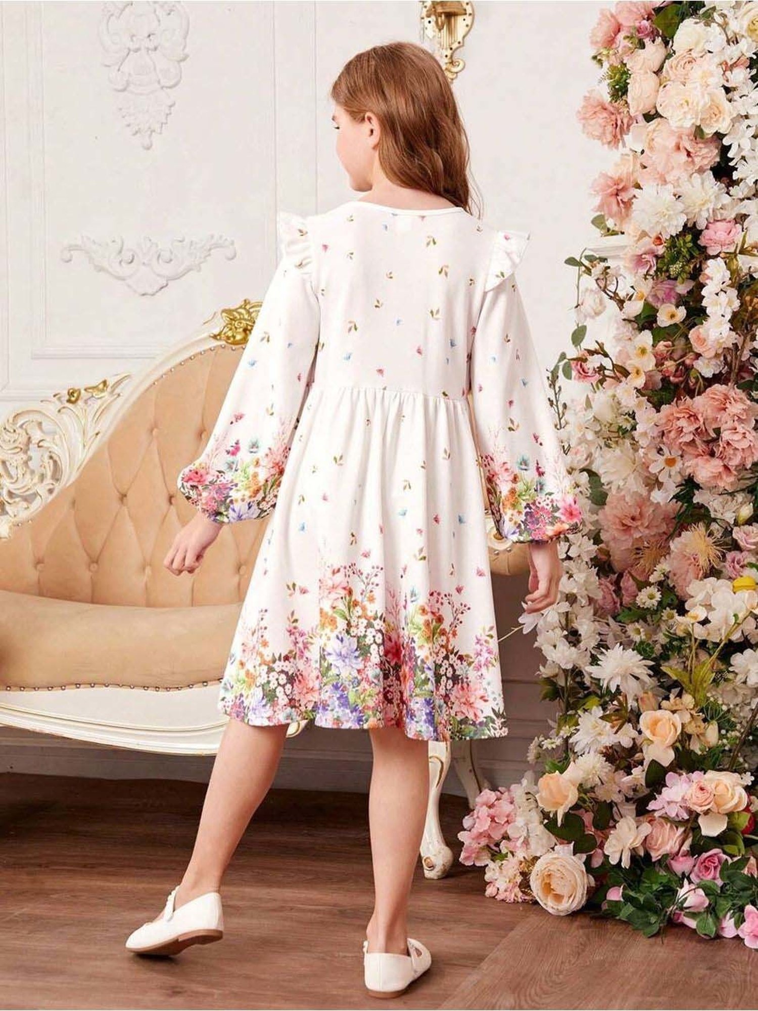 Bolly Lounge Girls Frost Floral Full Sleeves Dress