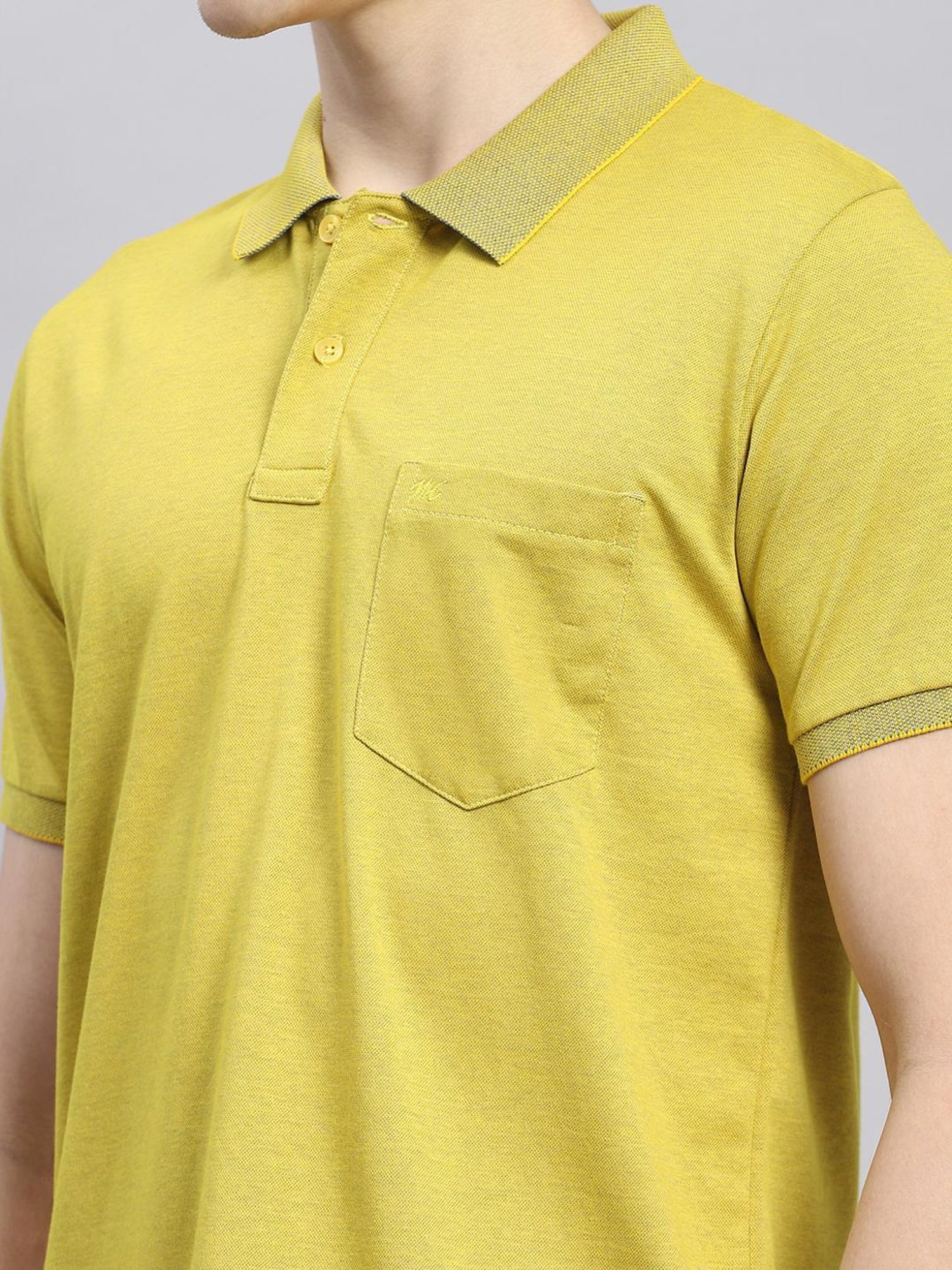 Monte Carlo Mustard Cotton Regular Fit Polo T-Shirt