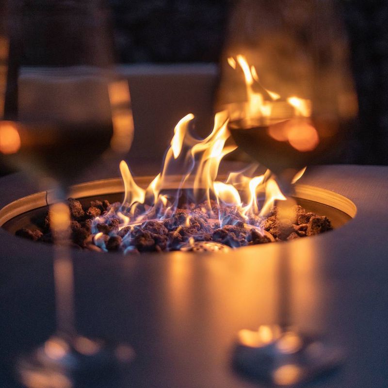 Rectangular Fire Pit With Gray Brushing Table Top and Steel Wicker Base 48" - Legacy Heating