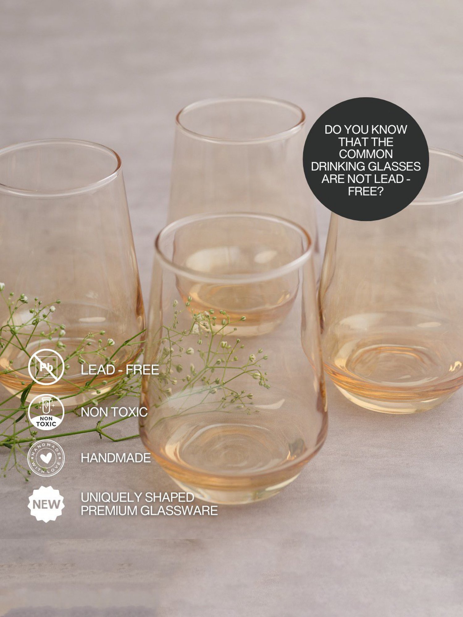 BlackCarrot Water Glass Set of 6