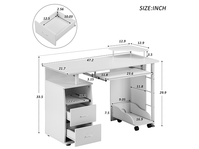 Home Office Computer Desk Gaming Desk Home Office Desk Computer Desk Study Workstation Furniture Table with Keyboard Tray and Drawers ,Black,GT39
