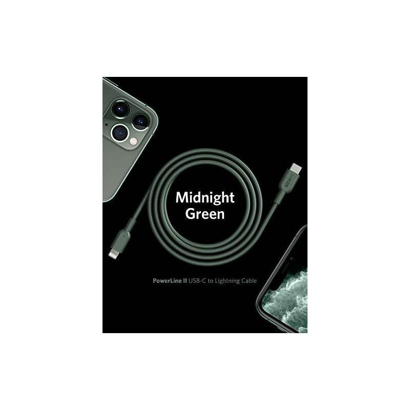 iPhone 11 Pro Charger  Midnight Green USB C to Lightning Cable 6ft Apple MFi Certified Powerline II for iPhone 1111 Pro 11 Pro MaxXXRXS Max Supports Power Delivery