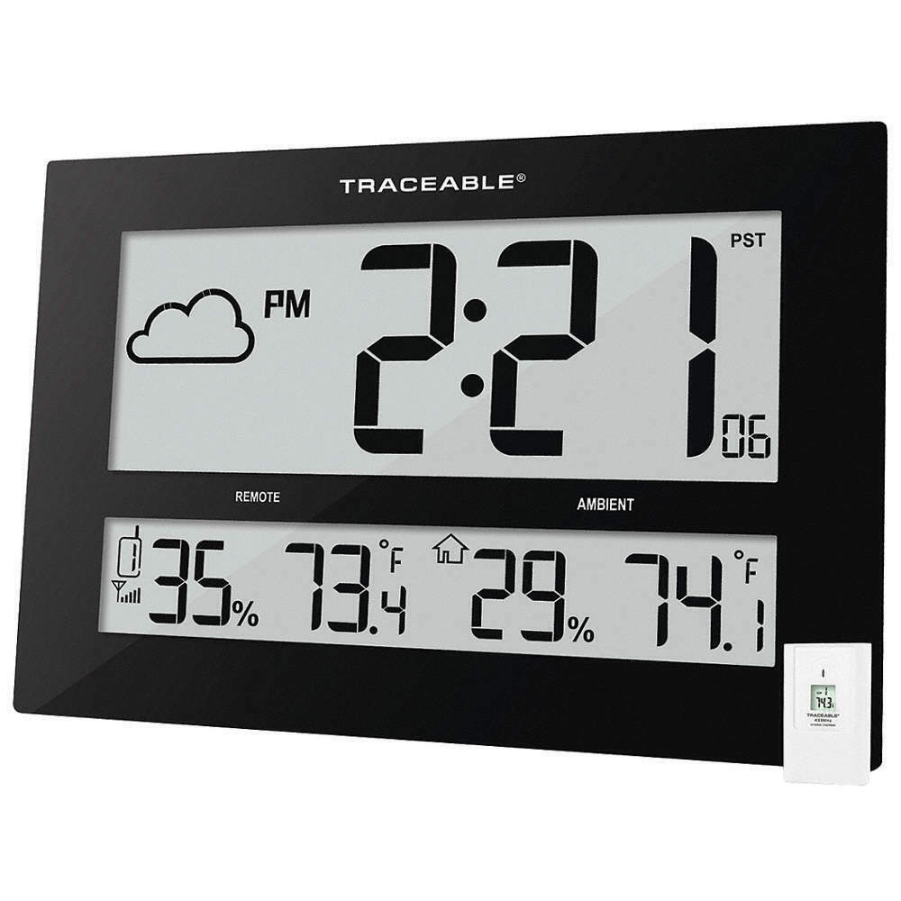 CONTROL COMPANY 1087 16-1/2" Digital Radio Atomc Clock, Black