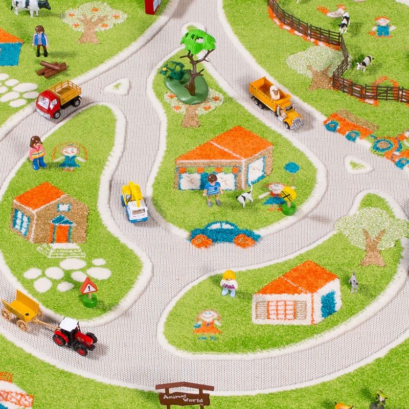 IVI 3D Play Carpets 101MD011YE10152 59 x 39-inch Farm Rug and Educational Toddler Mat for Bedroom, Kids Den, or Playroom, Medium