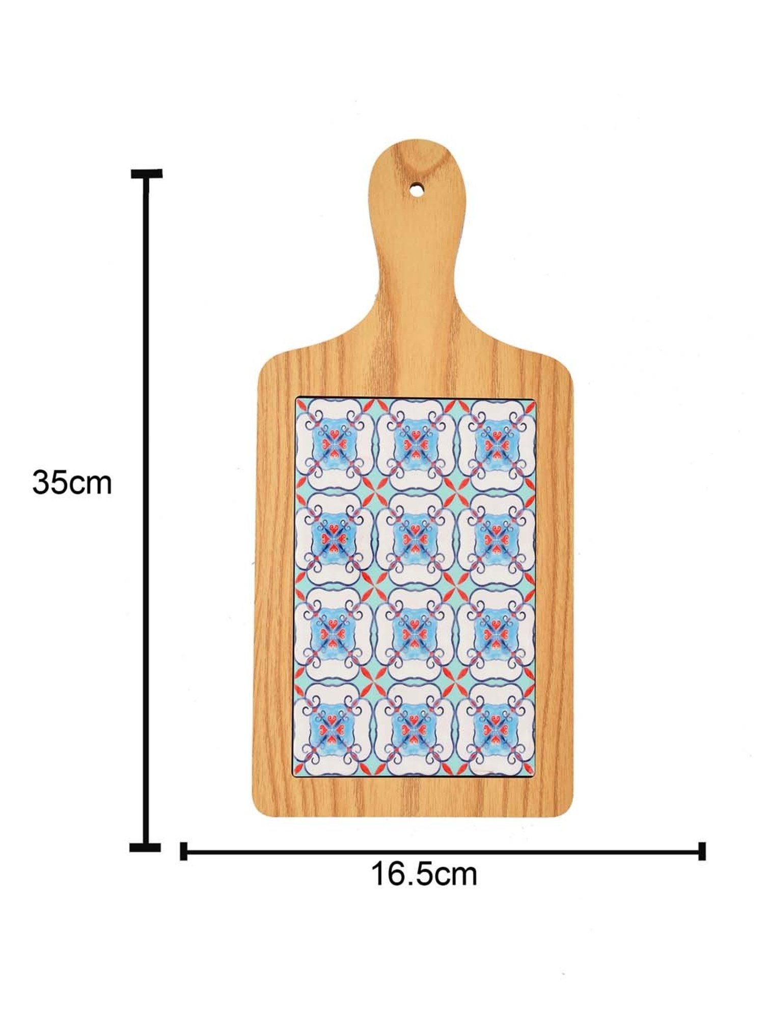 TAYHAA Blue & Brown Ceramic Serving Platter With Handle