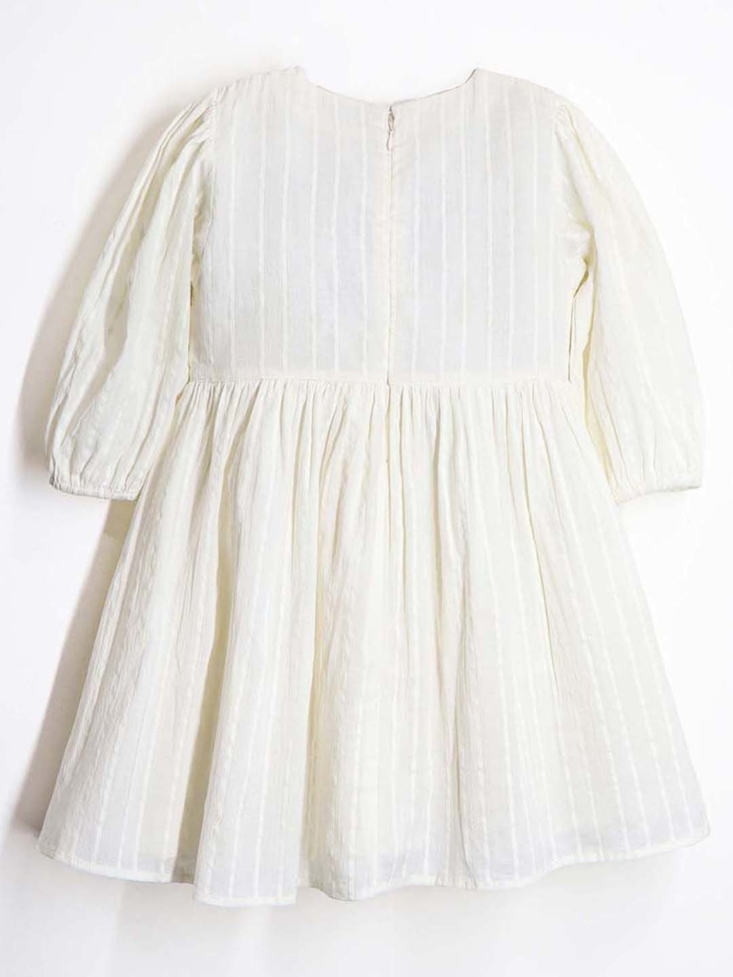 Cherry Crumble By Nitt Hyman Kids Cream Cotton Embroidered Dress