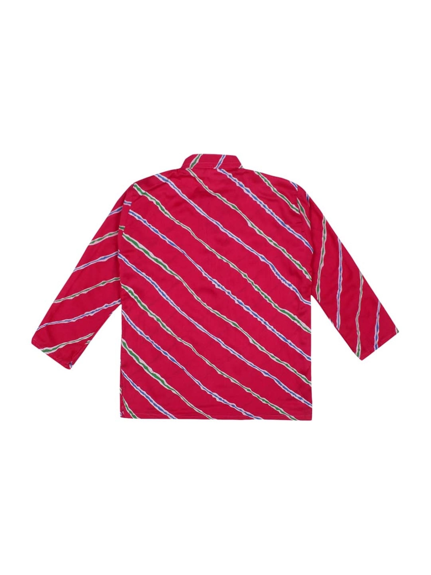 Ahhaaaa Kids Pink & White Cotton Striped Kurta Set