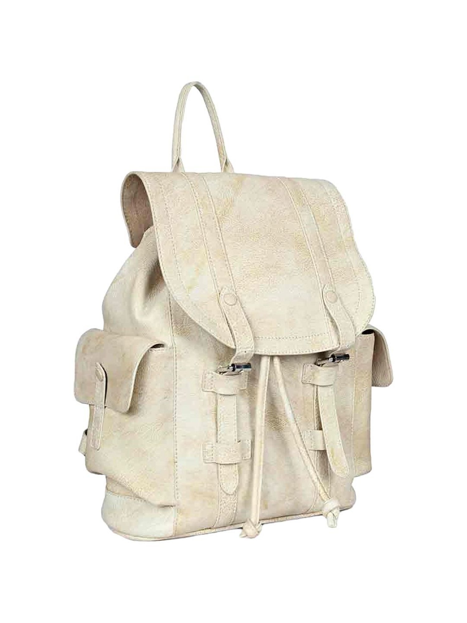 Saint G Beige Leather Medium Backpack