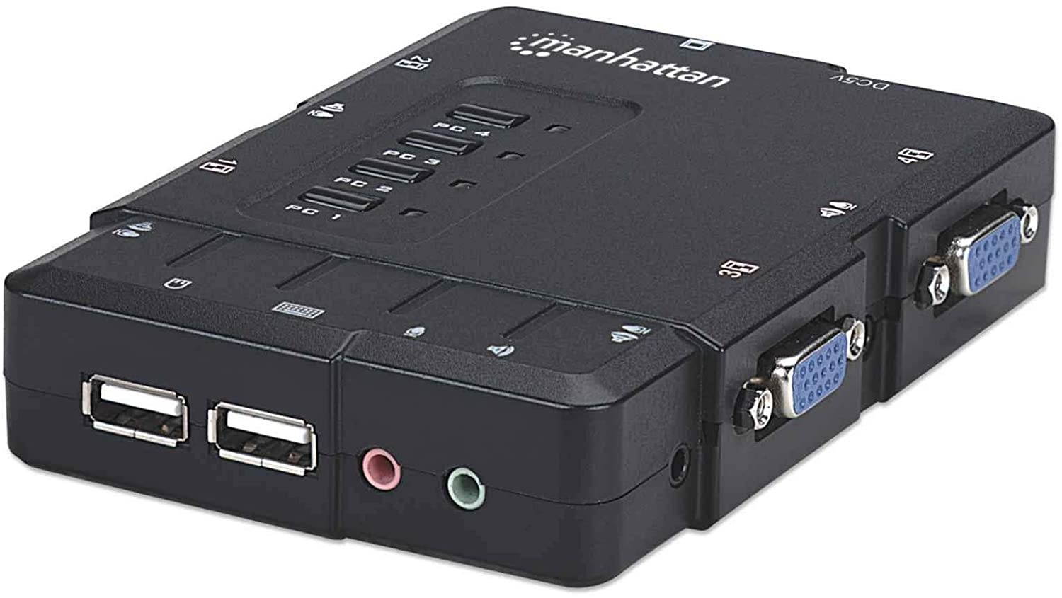Manhattan 4Port Compact KVM Switch USB Audio with Cables (151269)