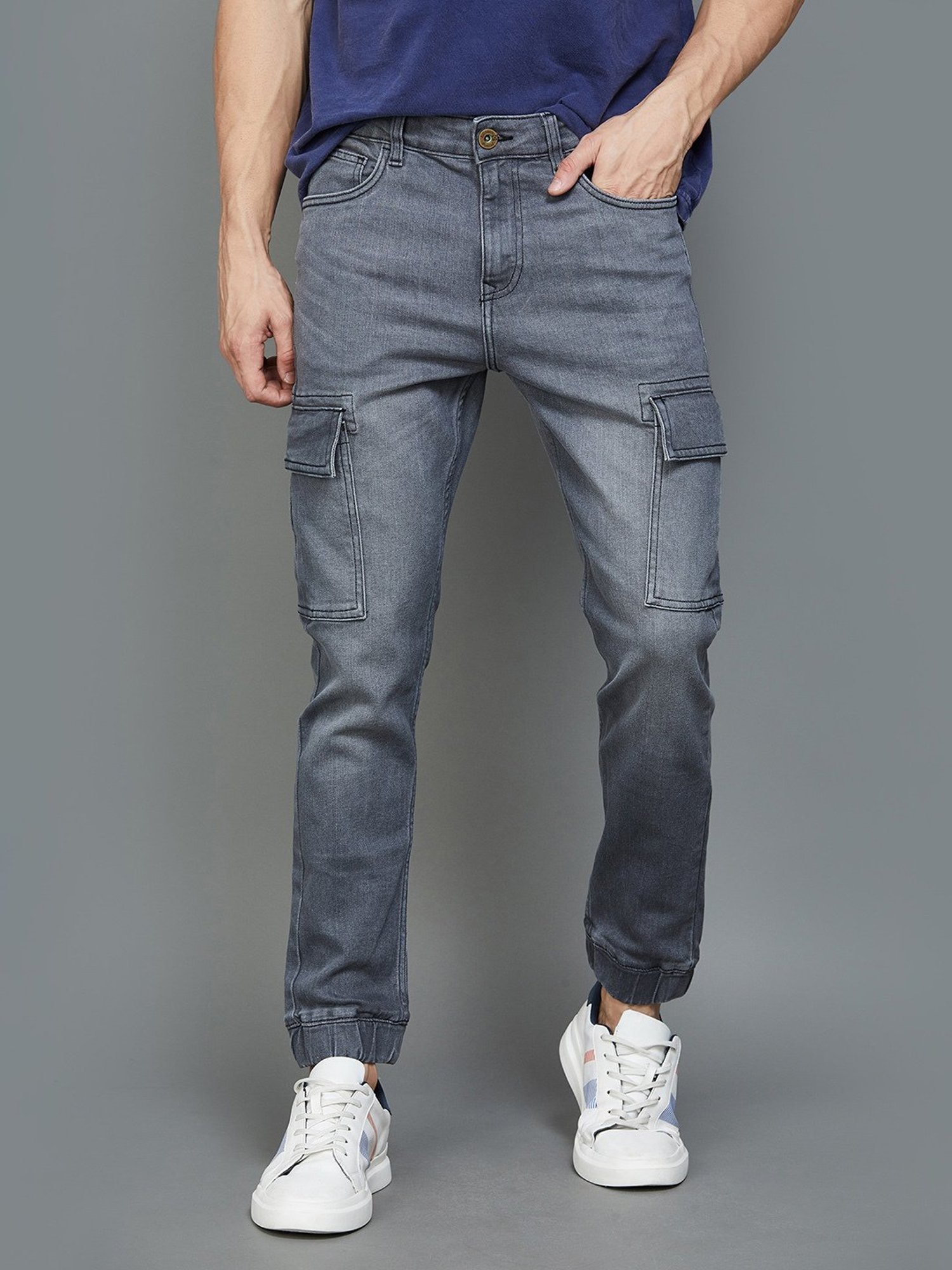 BOSSINI Grey Regular Fit Lightly Washed Jogger Jeans