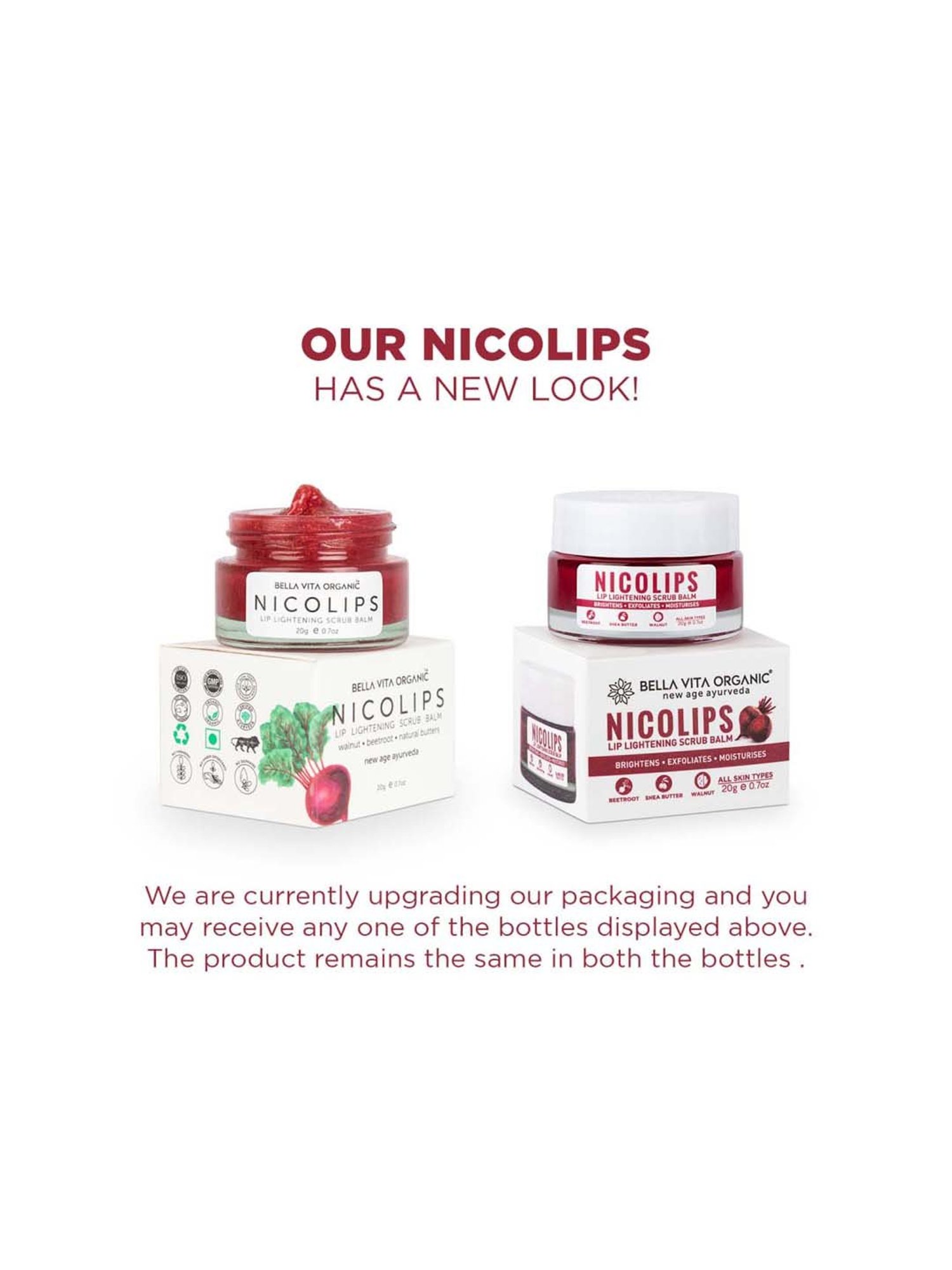 Bella Vita Organic NicoLips Lightening and Brightening Lips scrub for Men and Women - 20 gm