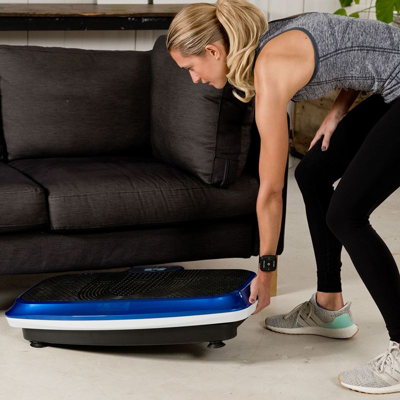 Lifepro Portable Home Body Weight Training Fitness Exercise Workout Turbo 3D Vibration Plate Platform Equipment Machine Set w/ Resistance Bands, Blue