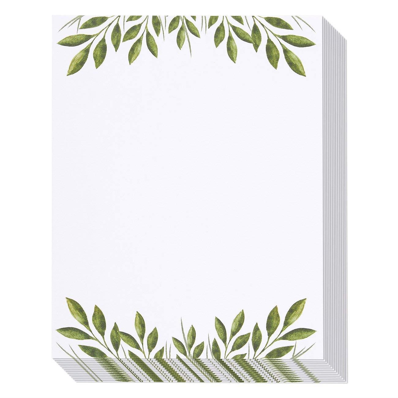 Stationery Paper - 96 Pack Leaf Themed Printer Friendly Letter Size Sheets - 8.5 x 11 Inches