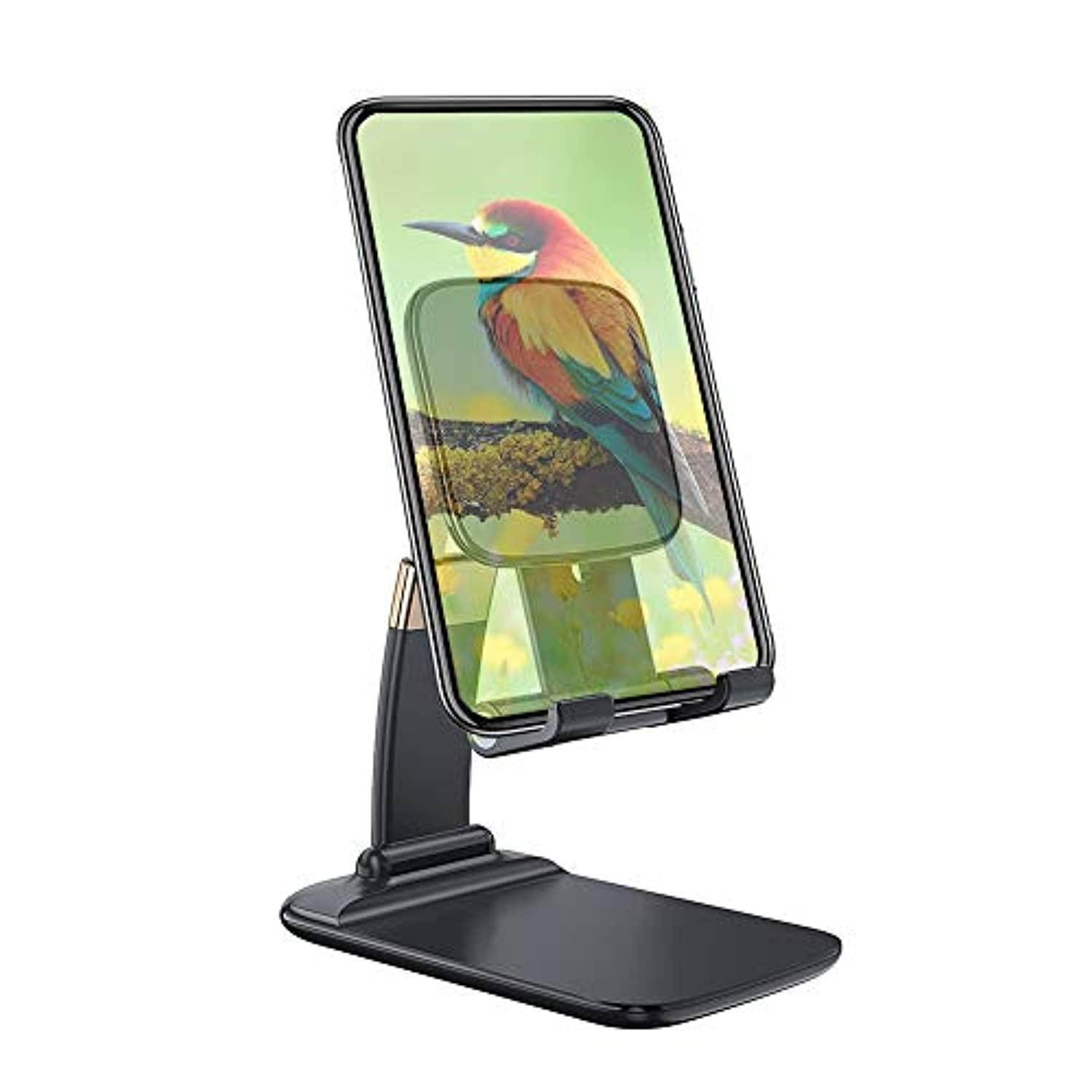 upgrade foldable cell phone holder,adjustable height cell phone stand,desk phone cradle,dock- black