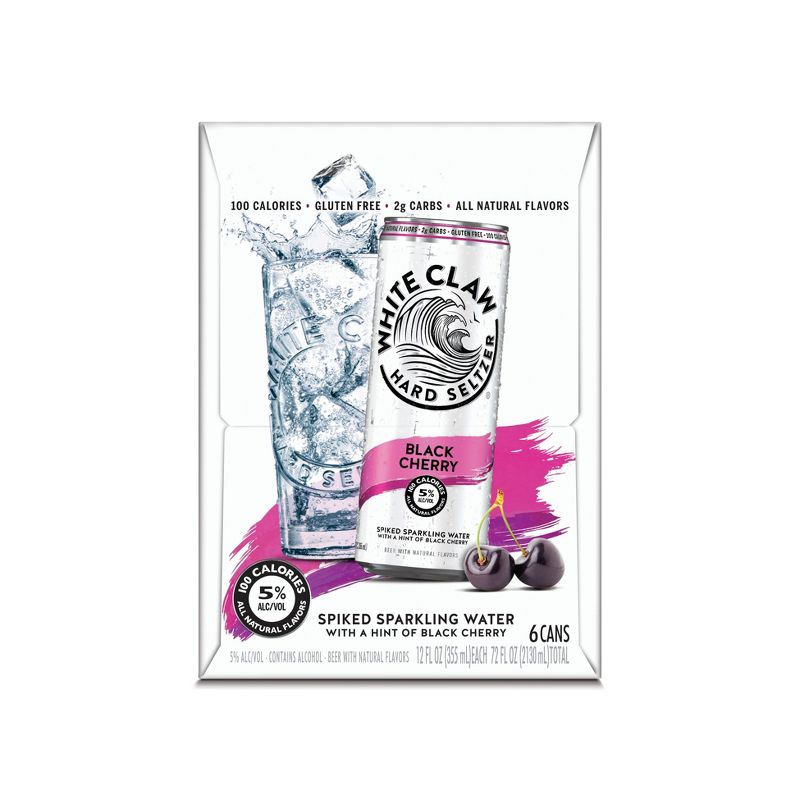 White Claw Black Cherry Hard Seltzer - 6pk/12 fl oz Slim Cans