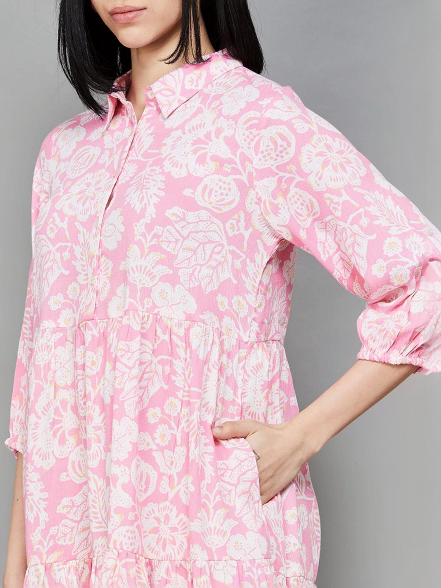 Colour Me by Melange Pink Floral Print A-Line Dress