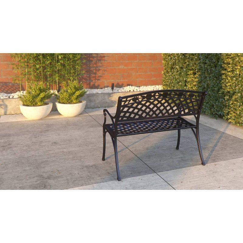 Scalret Aluminum Patio Bench - Antique Bronze - Balkene Home