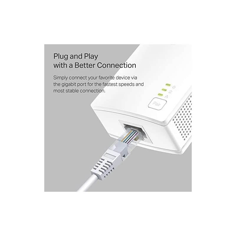 AV1000 Powerline Starter Kit Gigabit Port PlugampPlay Ethernet Over Power Nano Size Expand Home Network with Stable Connections Ideal for Smart TV Online GamingTLPA7017 KIT