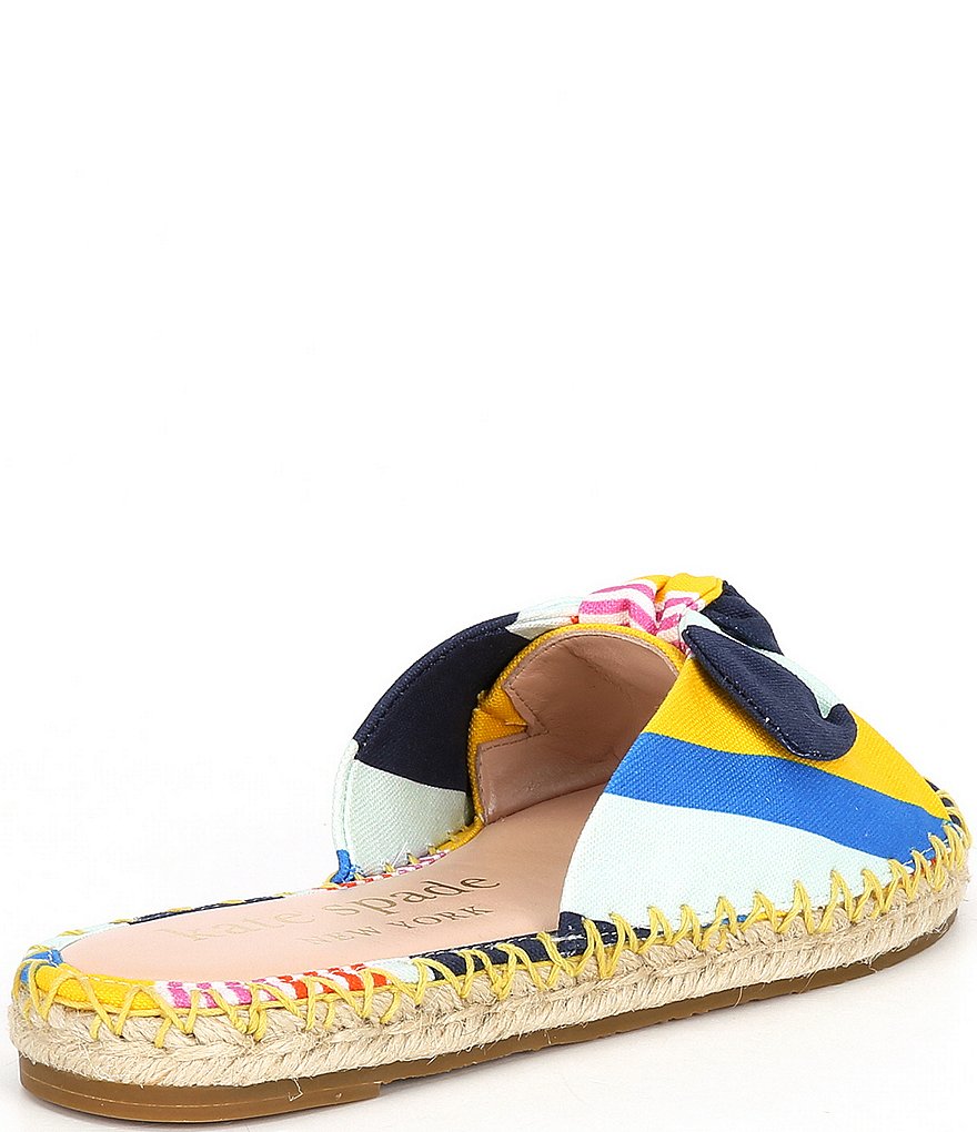 kate spade new york Saltie Shore Striped Fabric Bow Espadrille Flat Slides