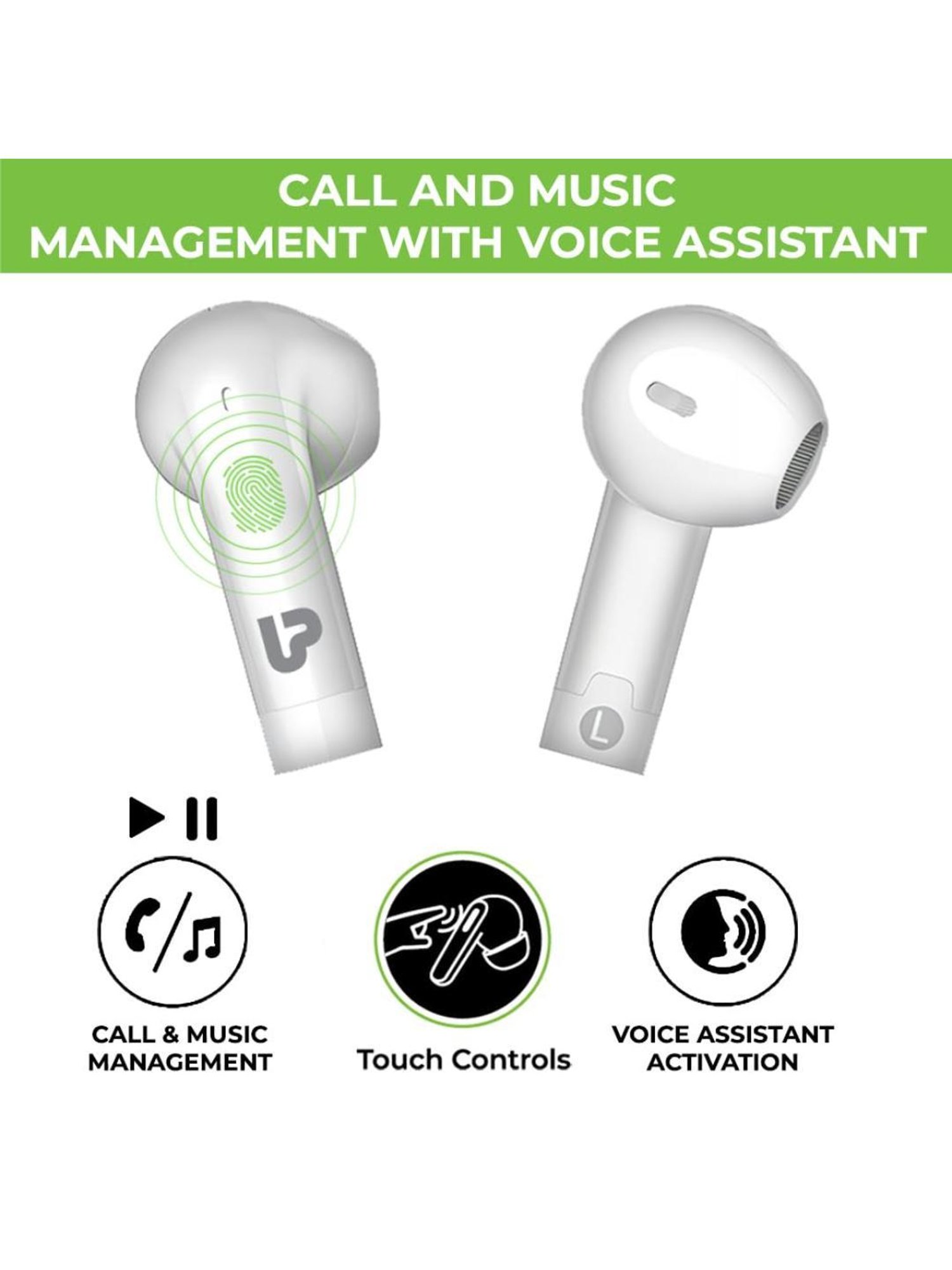 ULTRAPROLINK UM1148 Swag Infinity In Ear BT Earbuds with 20 Hr Playtime (White, True Wireless)