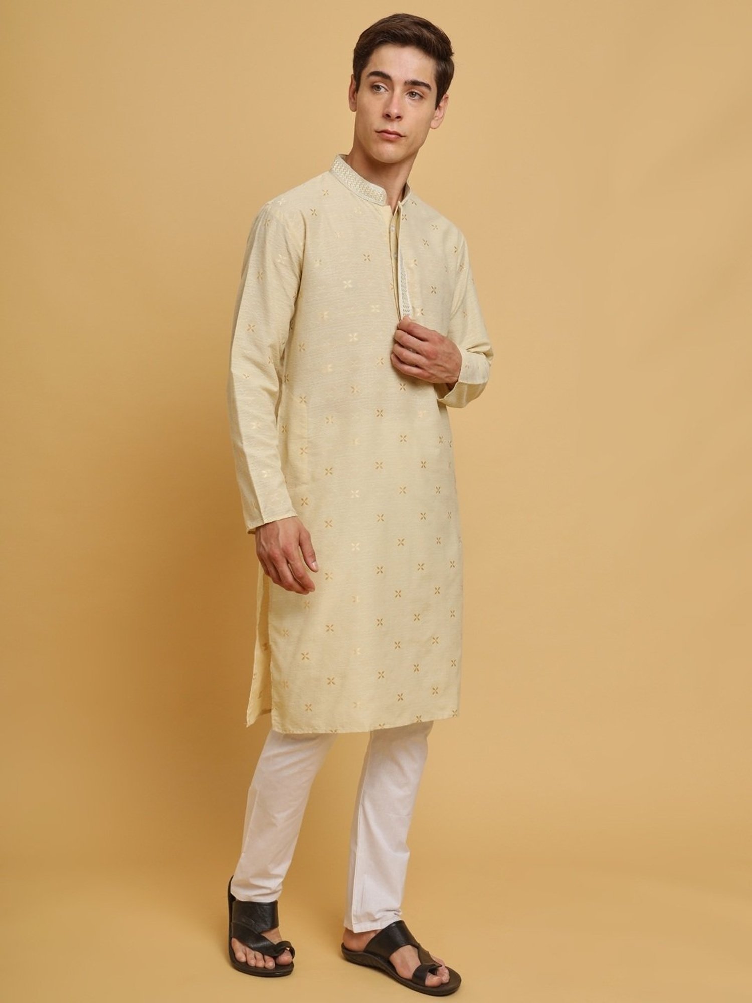 SWAGG INDIA White Cotton Regular Fit Kurta
