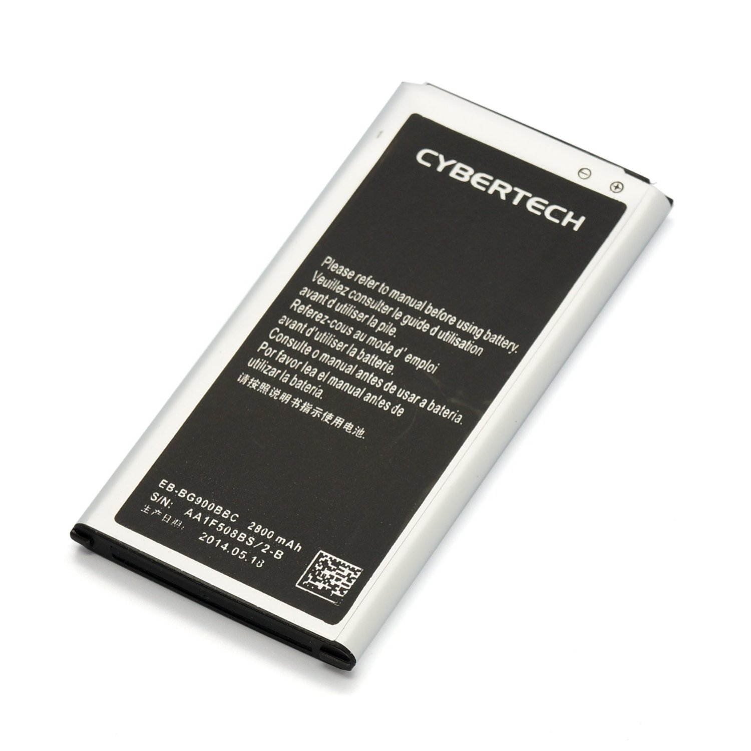 CyberTech 1X High Capacity Replacement Battery 2800mAh with Wall Charger for Samsung Galaxy S5 i9600 AT&T T-Mobile Sprint Verizon