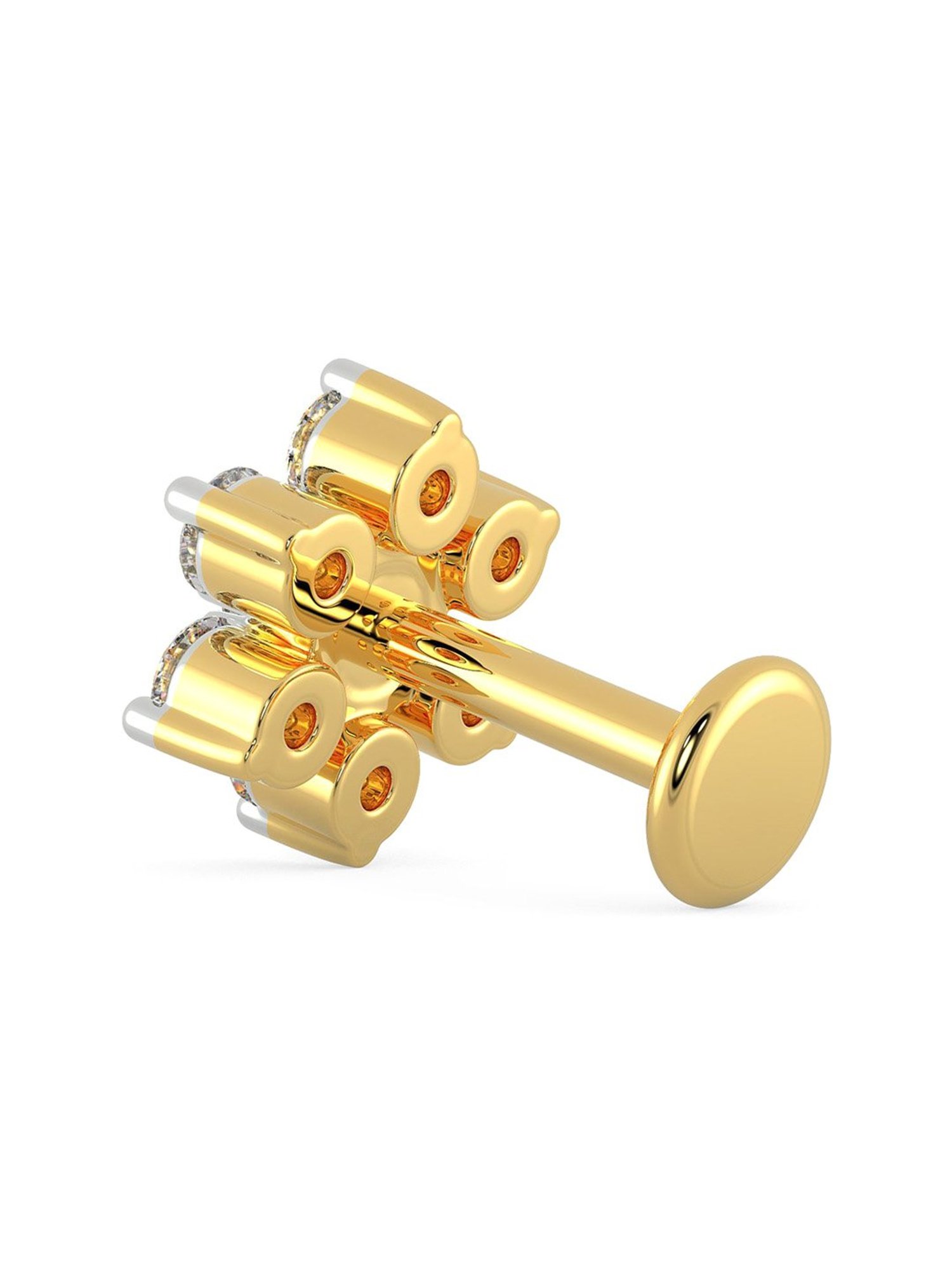 Malabar Gold and Diamonds 18k Gold & Diamond Mine Floral Nosepin for Women