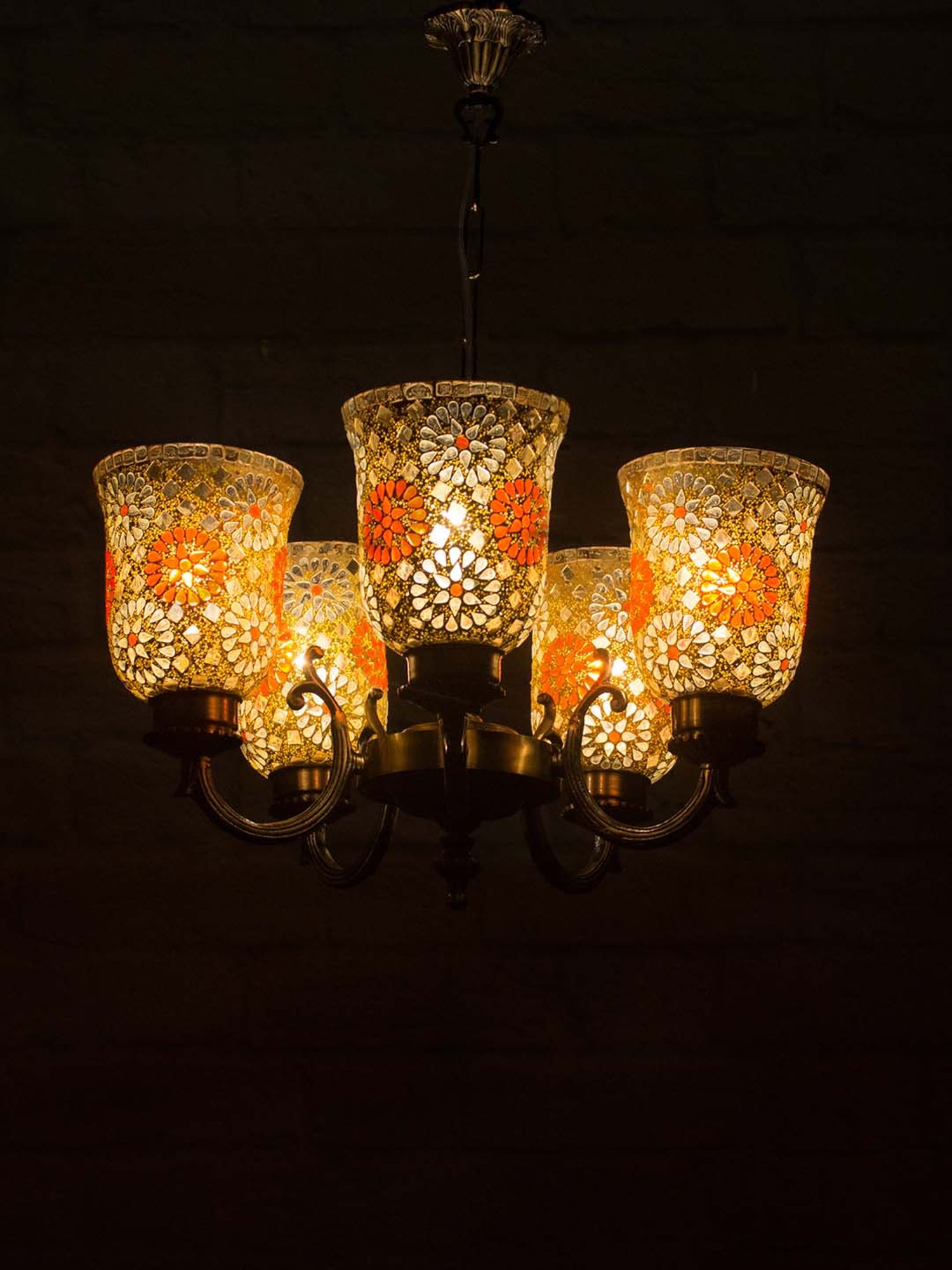 Fos Lighting Golden Tilak Double U Arm Chandelier - Set of 1