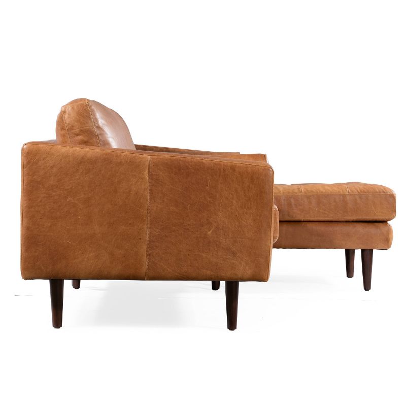 Florence Mid Century Modern Right Sectional Sofa Cognac Tan - Poly & Bark
