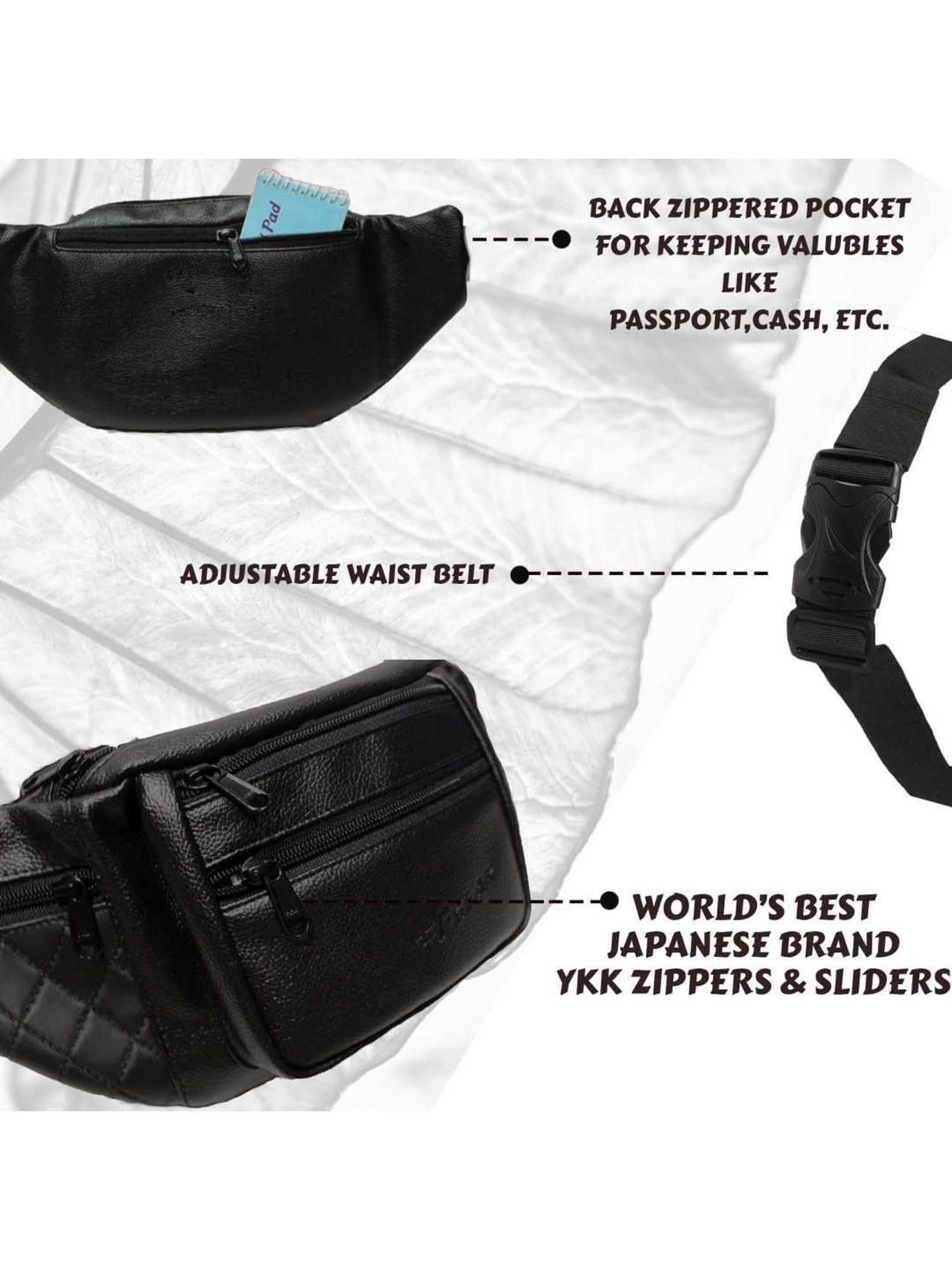 F Gear Black Solid Waist Pouch