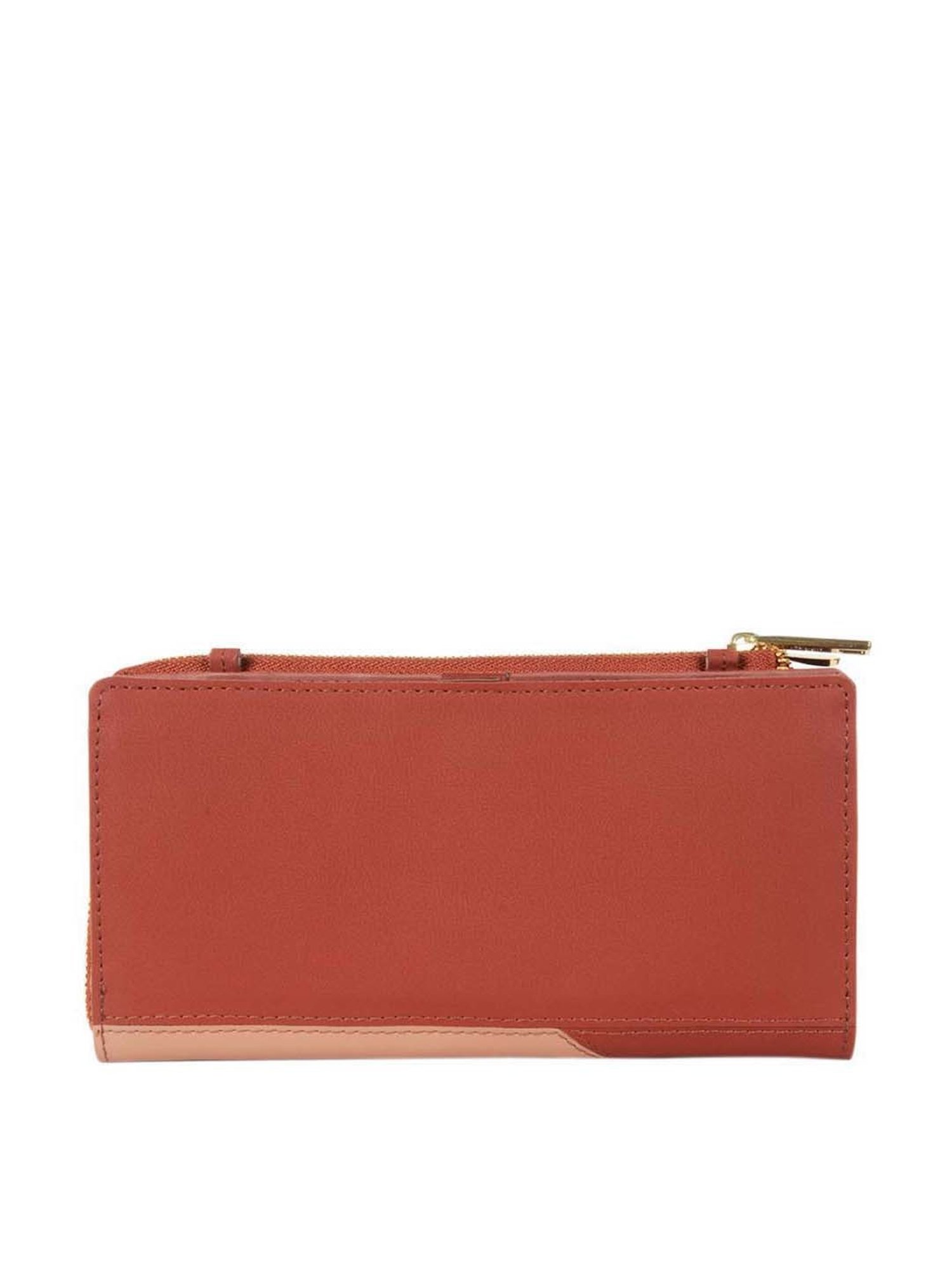 Baggit Tan Color Block Zip Around Wallet for Women