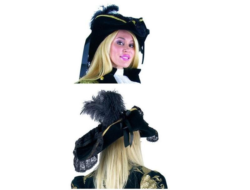 Charades Lacey Black Pirate Hat