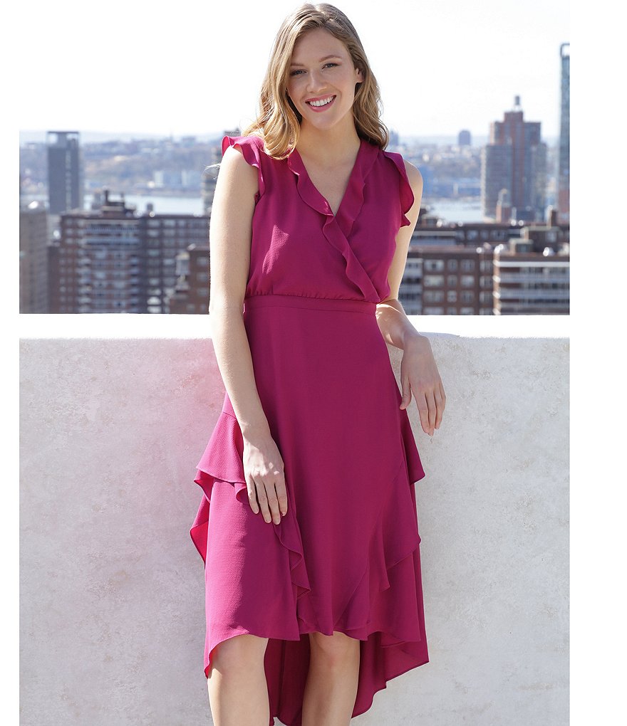 Jkara Petite Size V-Neck 3/4 Sleeve Beaded Bodice Gown