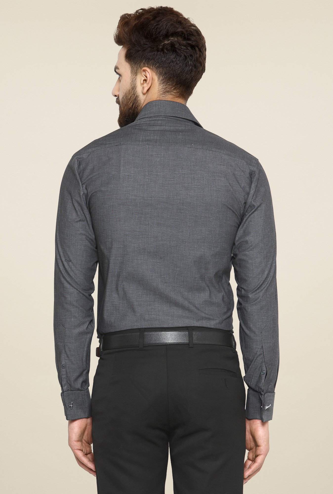 Hancock Charcoal Cotton Regular Fit Shirt