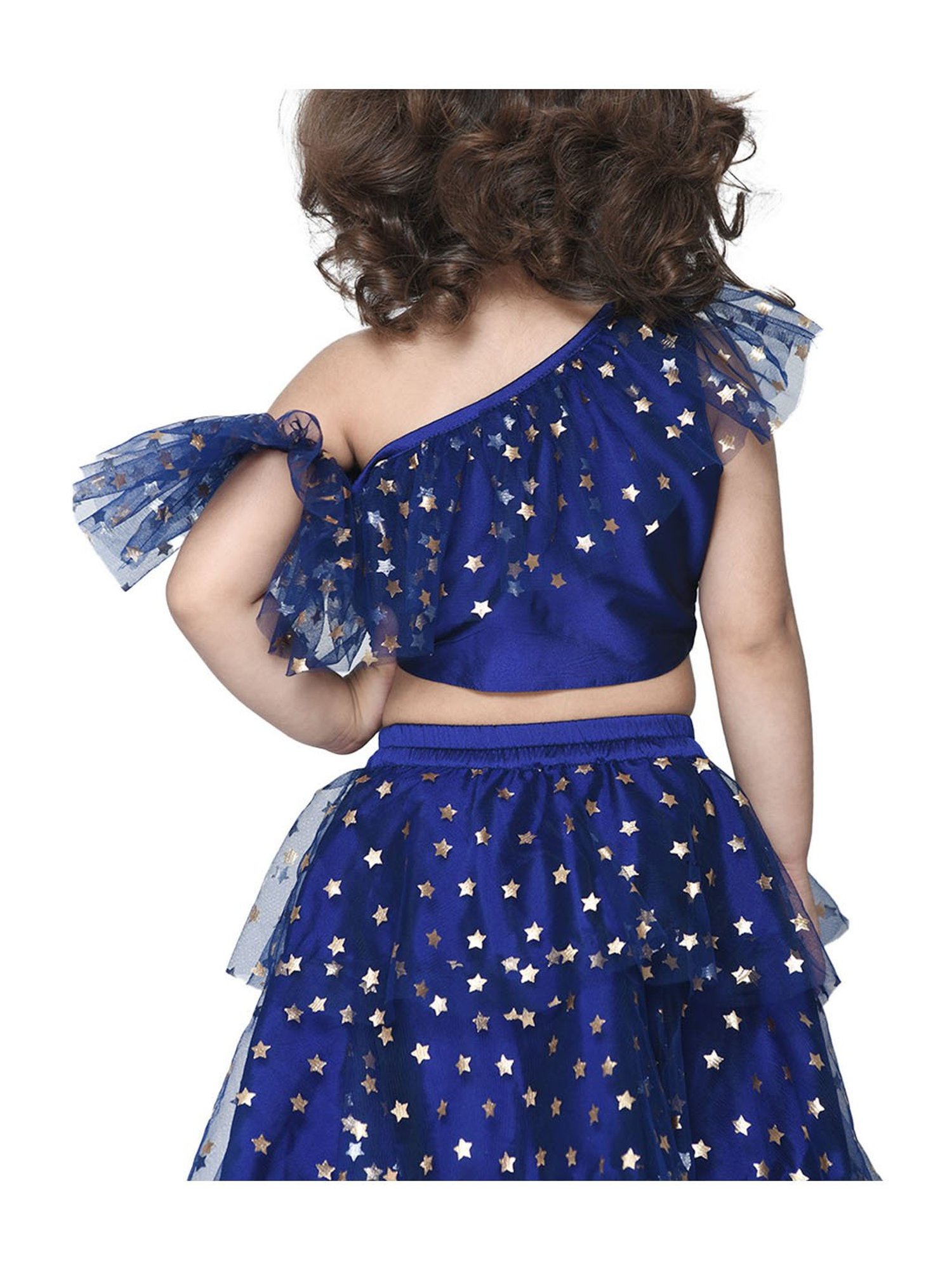 Saka Designs Kids Navy & Gold Printed Lehenga with Choli